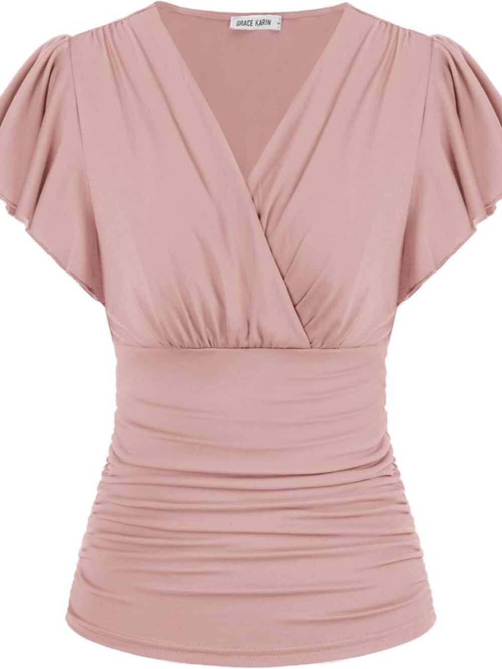 Womens Tops Dressy Casual Ruffle Sleeve Wrap Blouses
